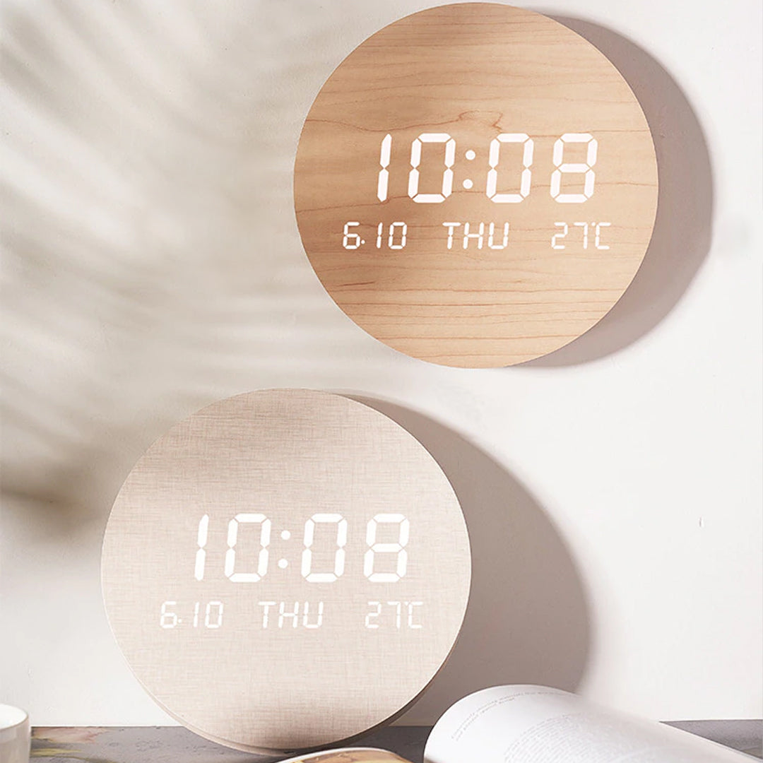 Wooden Aura LED Wall Clock