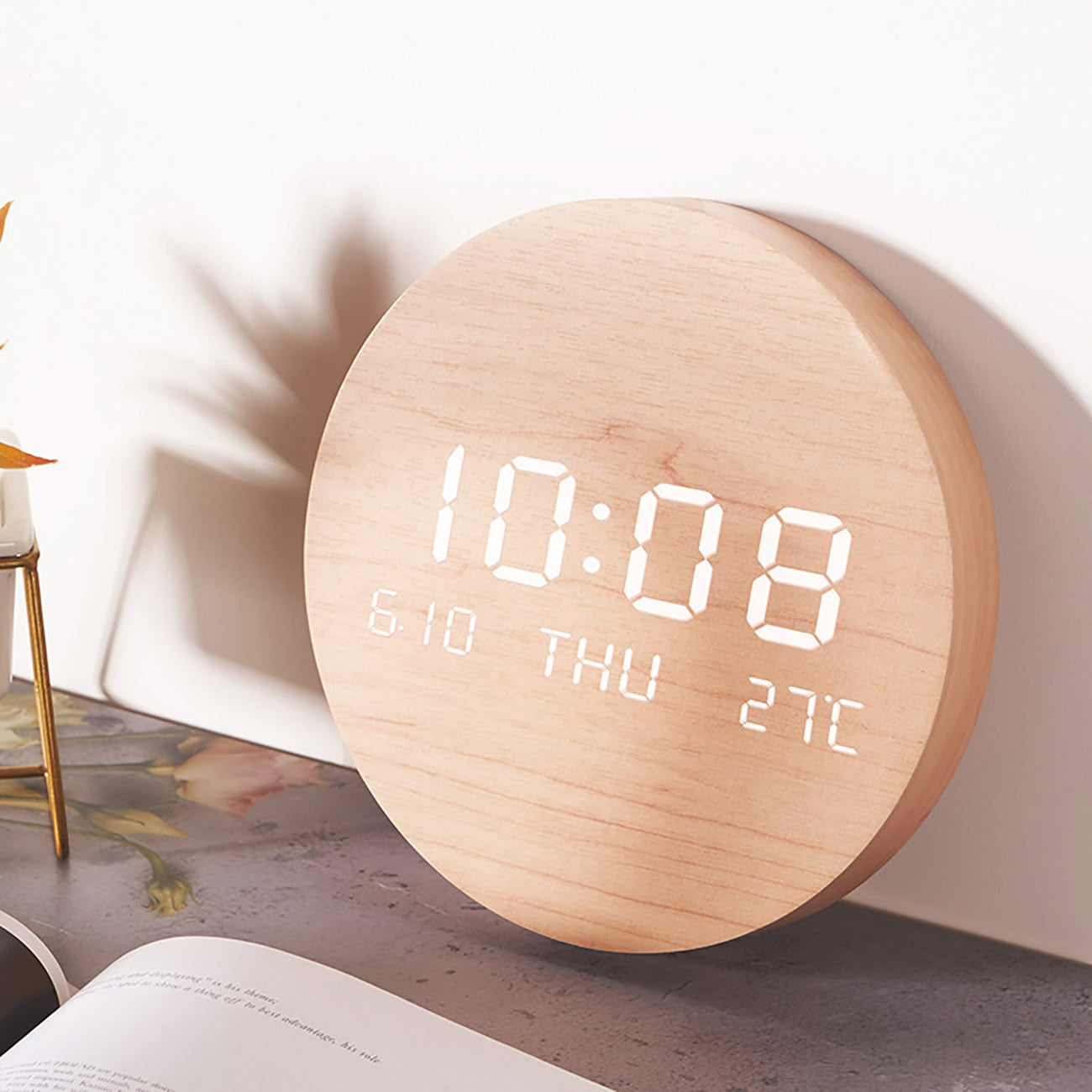 Wooden Aura LED Wall Clock