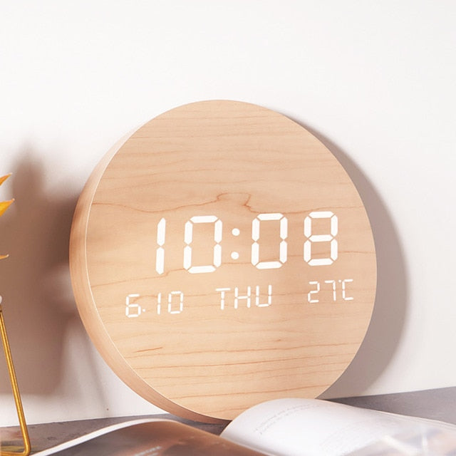 Wooden Aura LED Wall Clock