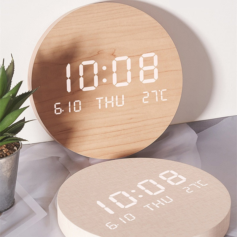 Wooden Aura LED Wall Clock